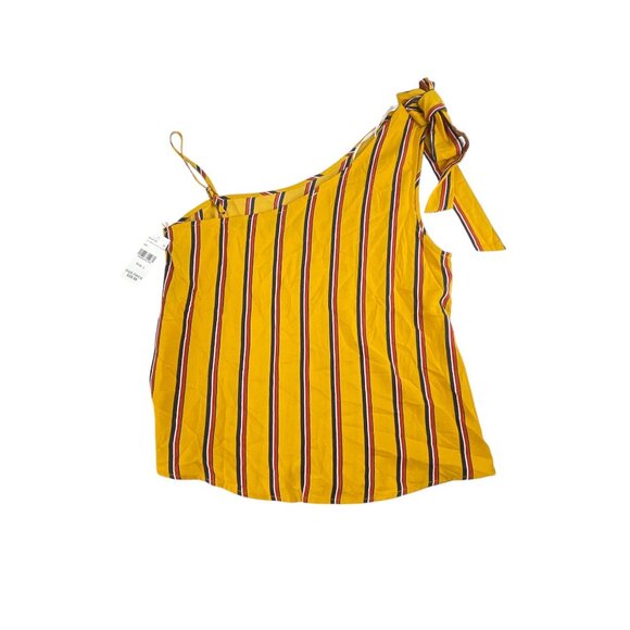 E&M Top Womens Size M Striped One-Shoulder Top With Adjustable Strap Yellow Red - Picture 7 of 7